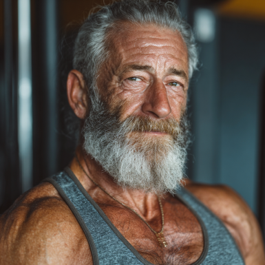 Літня жінка займається йогою на природі